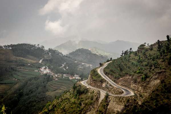 A winding mountain road, Nepal