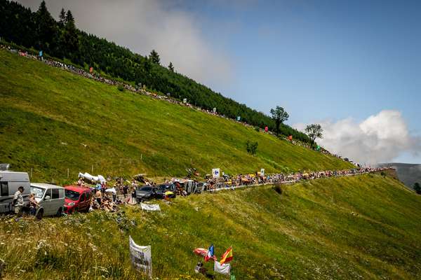 Fans line the slopes of the Col de Peyresourde - Tour de France 2017